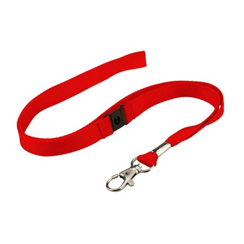 Twill Lanyard 15mm RED Swivel Clip with Breakaway
